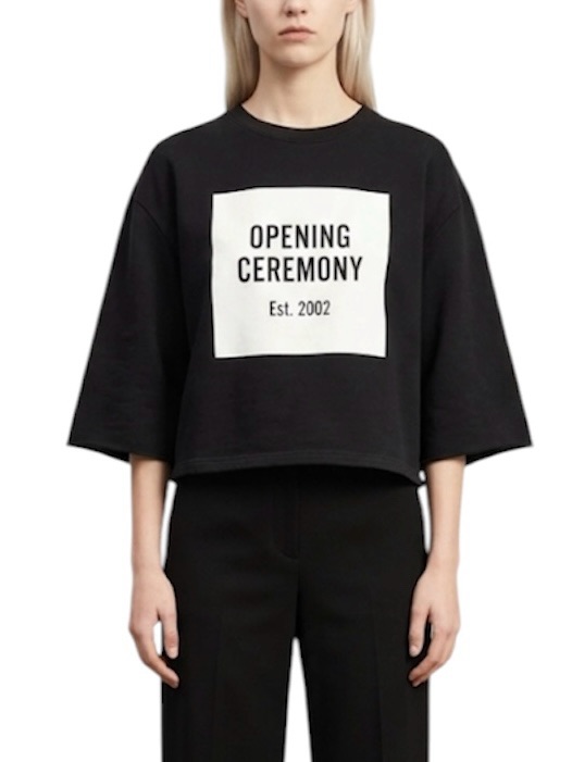 Opening Ceremony Shirt Box Logo Cropped Sweatshirt Essential Collection 2002
